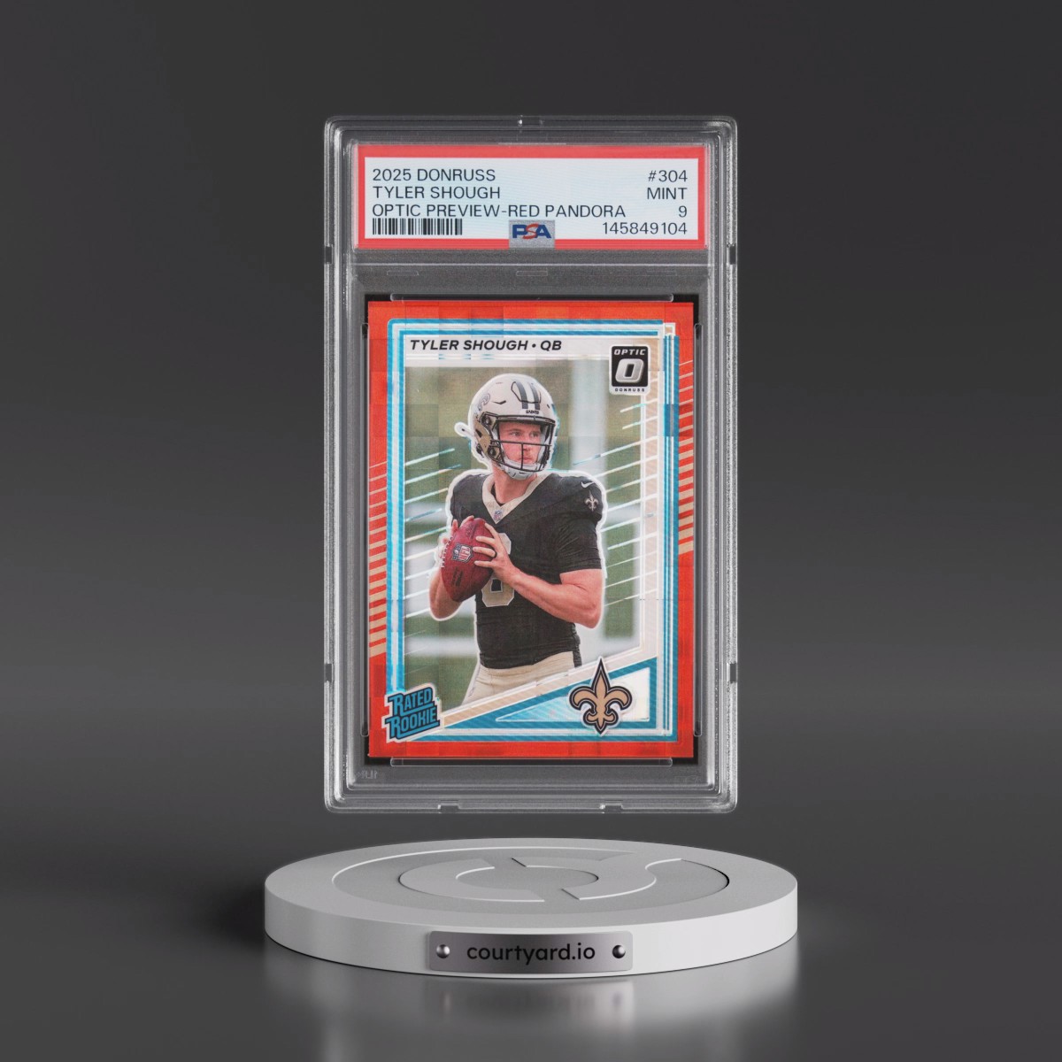 2025 Panini Donruss #304 Tyler Shough - Optic Preview-Red Pandora (PSA 9 MINT)