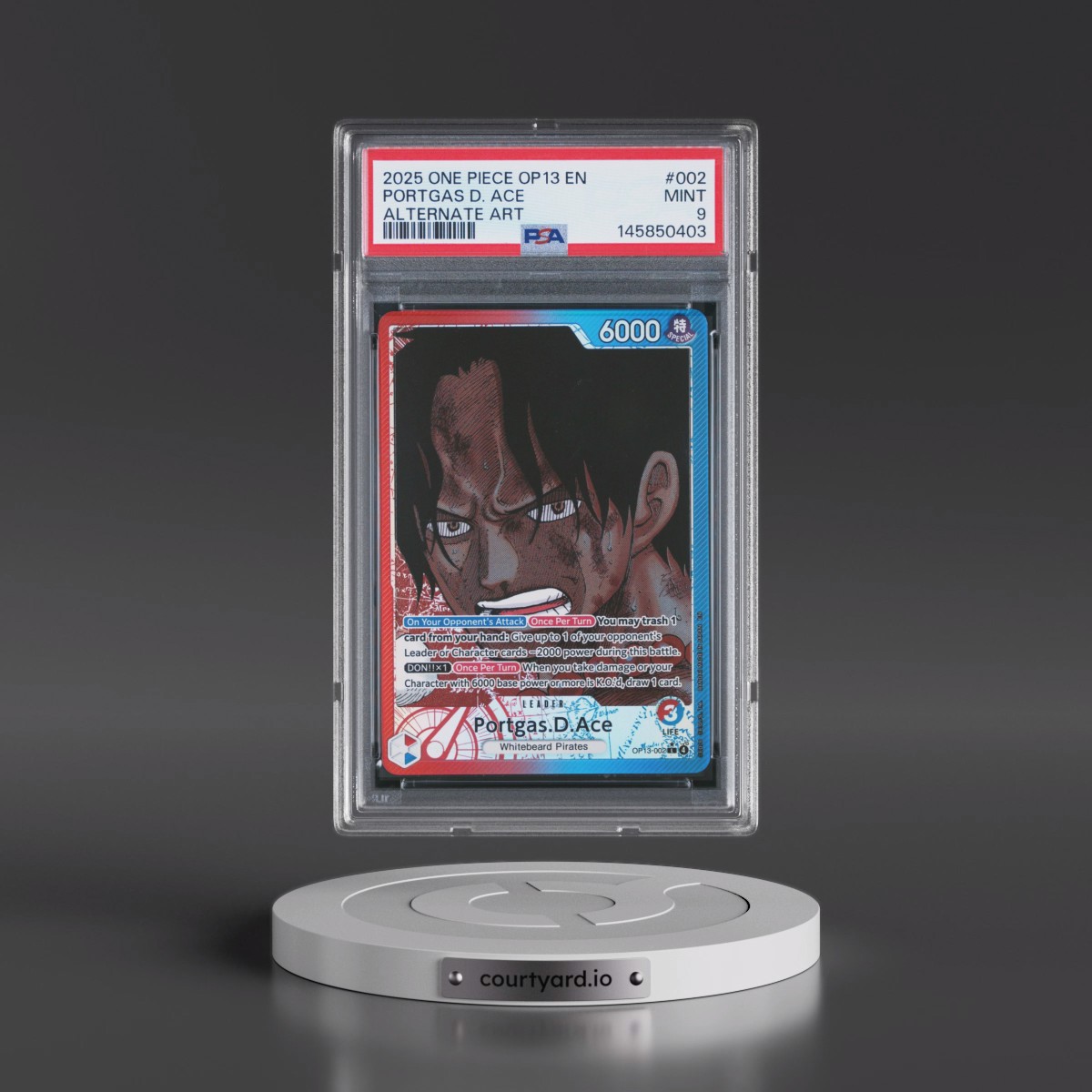 2025 One Piece OP13-Carrying on His Will #002 Portgas D. Ace - Alternate Art (PSA 9 MINT)
