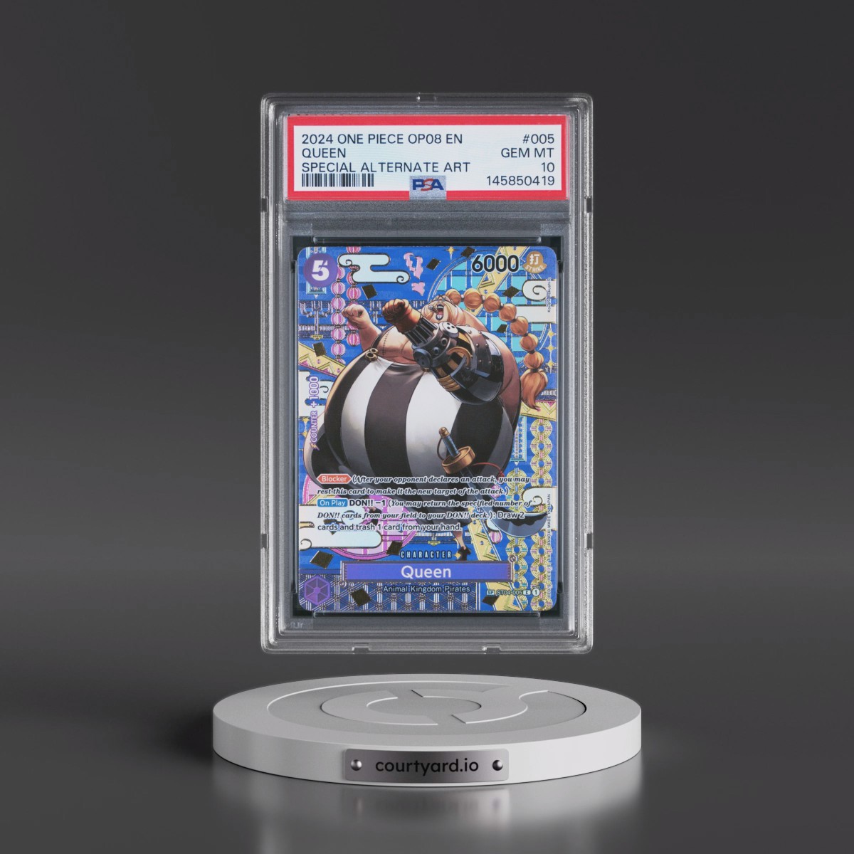 2024 One Piece OP08-Two Legends #005 Queen - Special Alternate Art (PSA 10 GEM MINT)