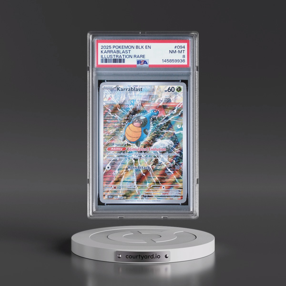 2025 Pokémon Blk EN-Black Bolt #094 Karrablast - Illustration Rare (PSA 8 NM-MT)