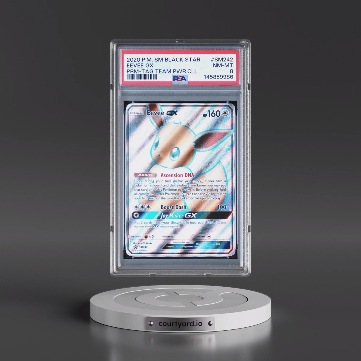 2020 Pokémon SM Black Star Promo #SM242 Eevee GX - Holo Tag Team Powers Collection (PSA 8 NM-MT)