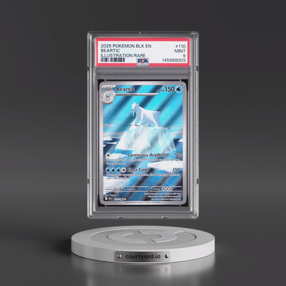 2025 Pokémon Blk EN-Black Bolt #110 Beartic - Illustration Rare (PSA 9 MINT)