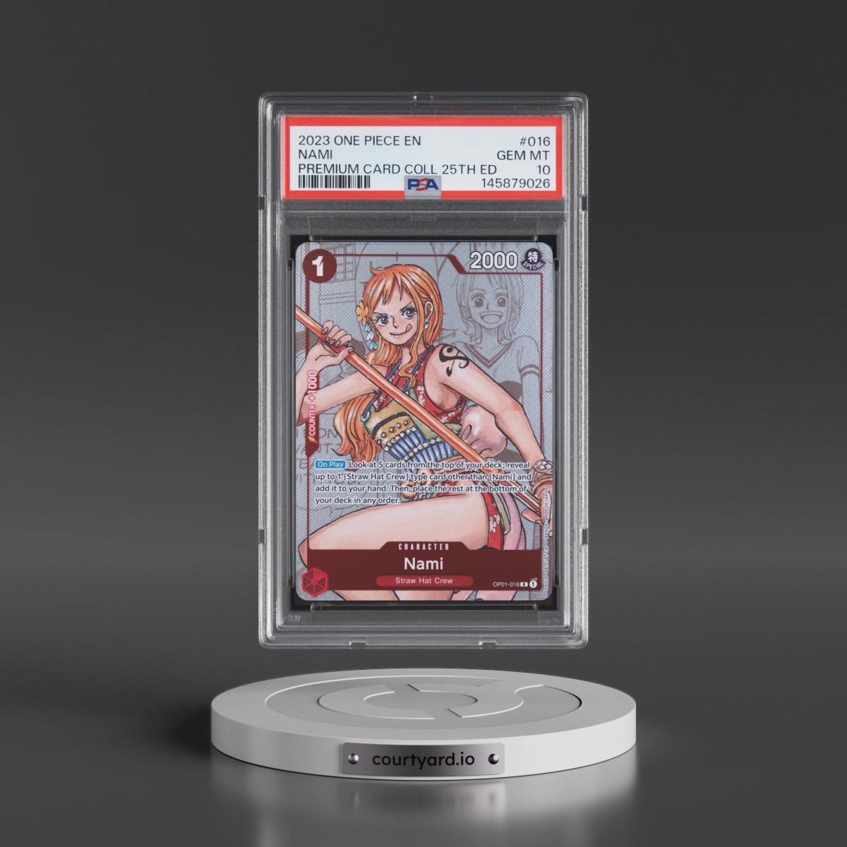 2023 One Piece Premium Bandai Premium Card Collection 25th Edition #016 Nami (PSA 10 GEM MINT)
