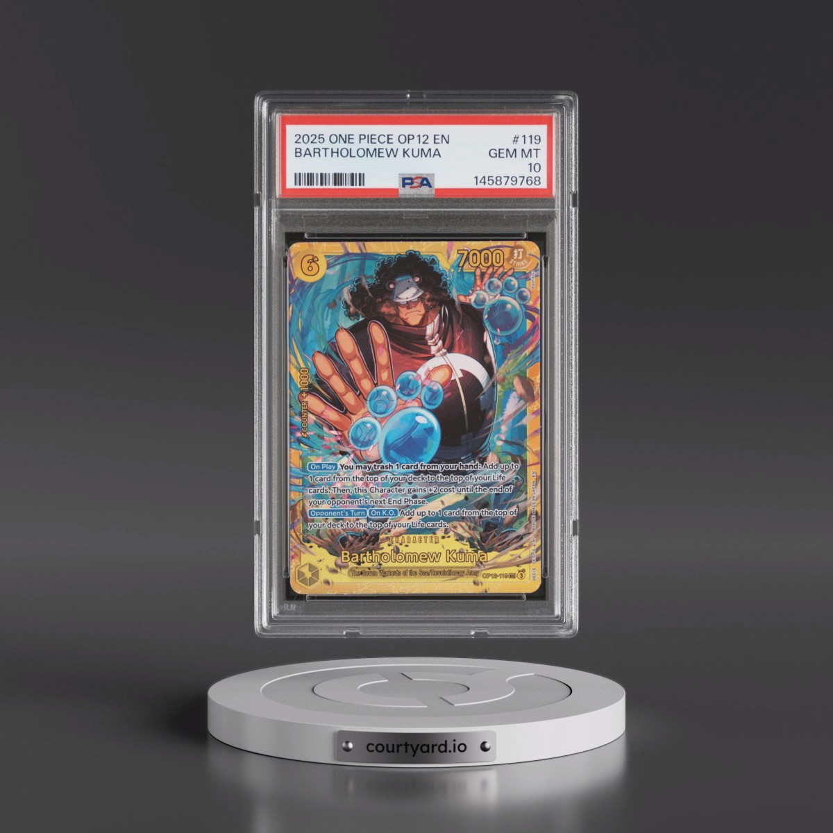 2025 One Piece OP12-Legacy of the Master #119 Bartholomew Kuma (PSA 10 GEM MINT)