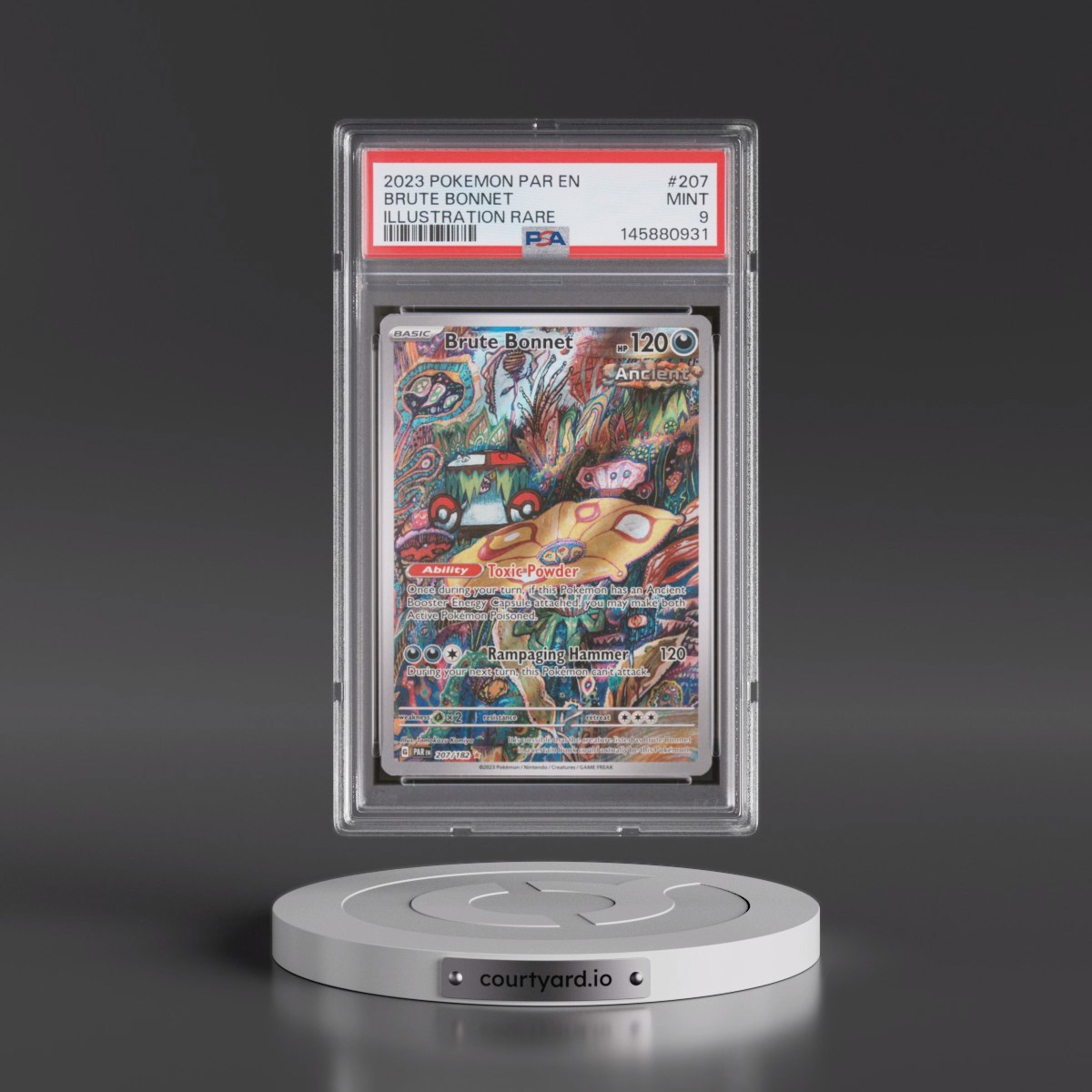 2023 Pokémon Par EN-Paradox Rift #207 Brute Bonnet - Illustration Rare (PSA 9 MINT)