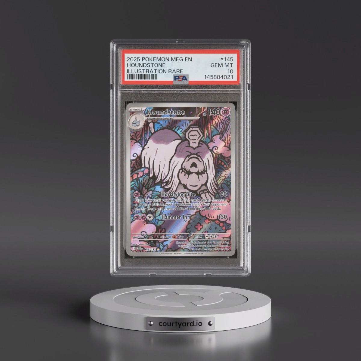 2025 Pokémon Meg EN-Mega Evolution #145 Houndstone - Illustration Rare (PSA 10 GEM MINT)