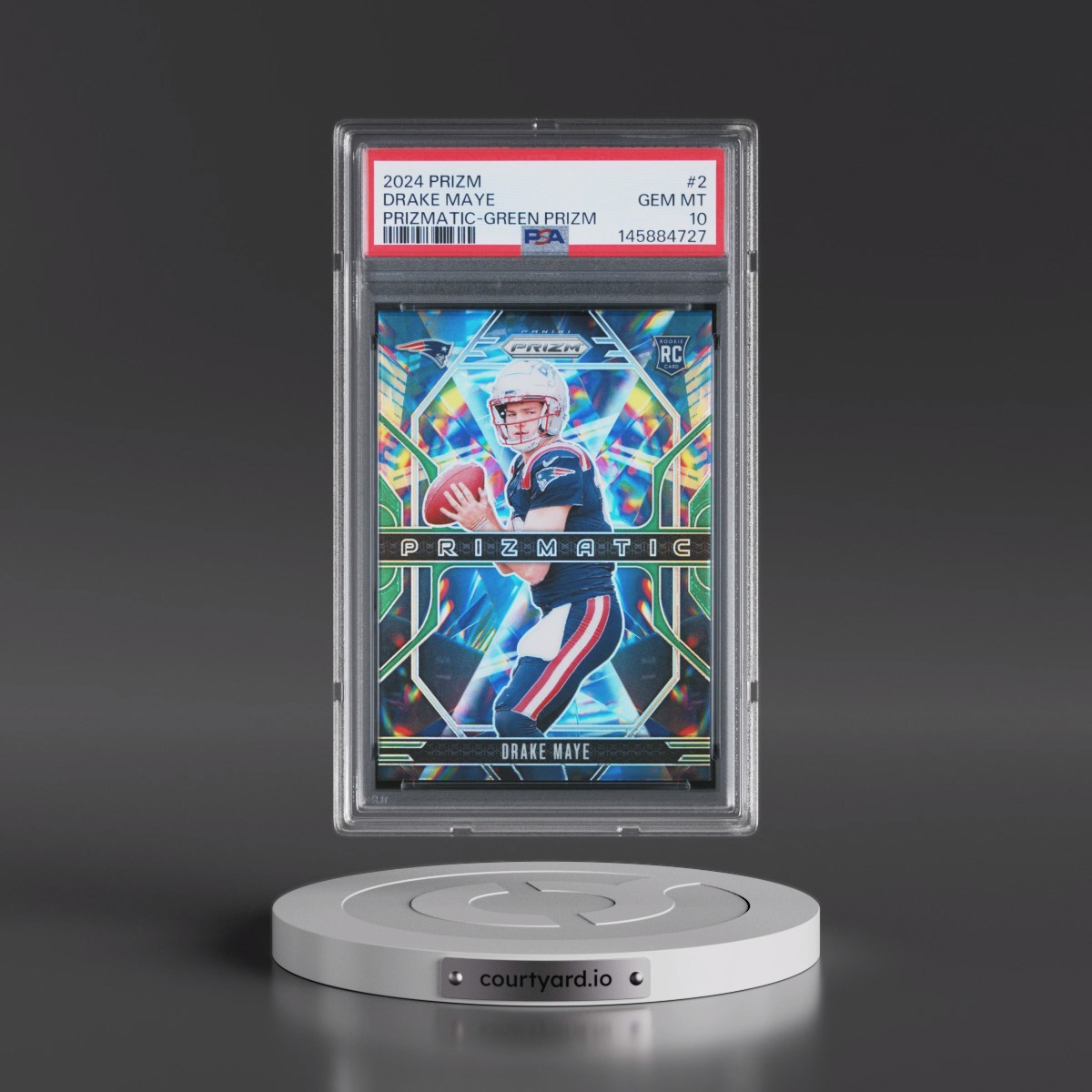 2024 Panini Prizm Prizmatic #2 Drake Maye - Green Prizm (PSA 10 GEM MINT)