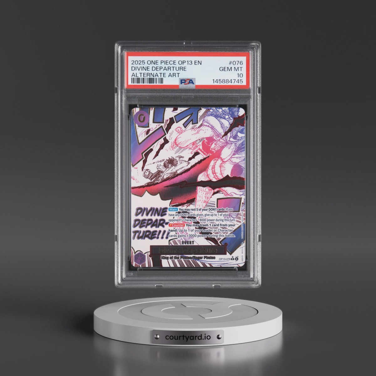 2025 One Piece OP13-Carrying on His Will #076 Divine Departure - Alternate Art (PSA 10 GEM MINT)