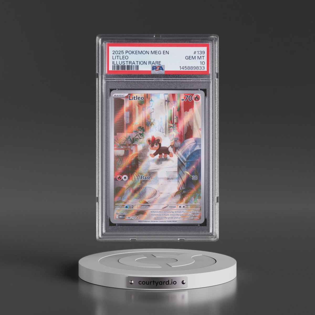 2025 Pokémon Meg EN-Mega Evolution #139 Litleo - Illustration Rare (PSA 10 GEM MINT)