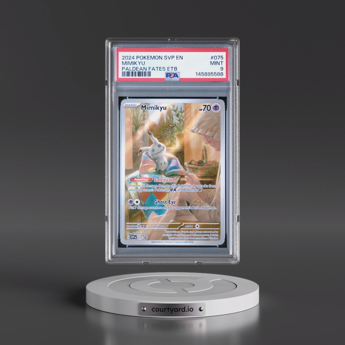 2024 Pokémon Svp EN-SV Black Star Promo #075 Mimikyu - Paldean Fates Elite Trainer Box (PSA 9 MINT)