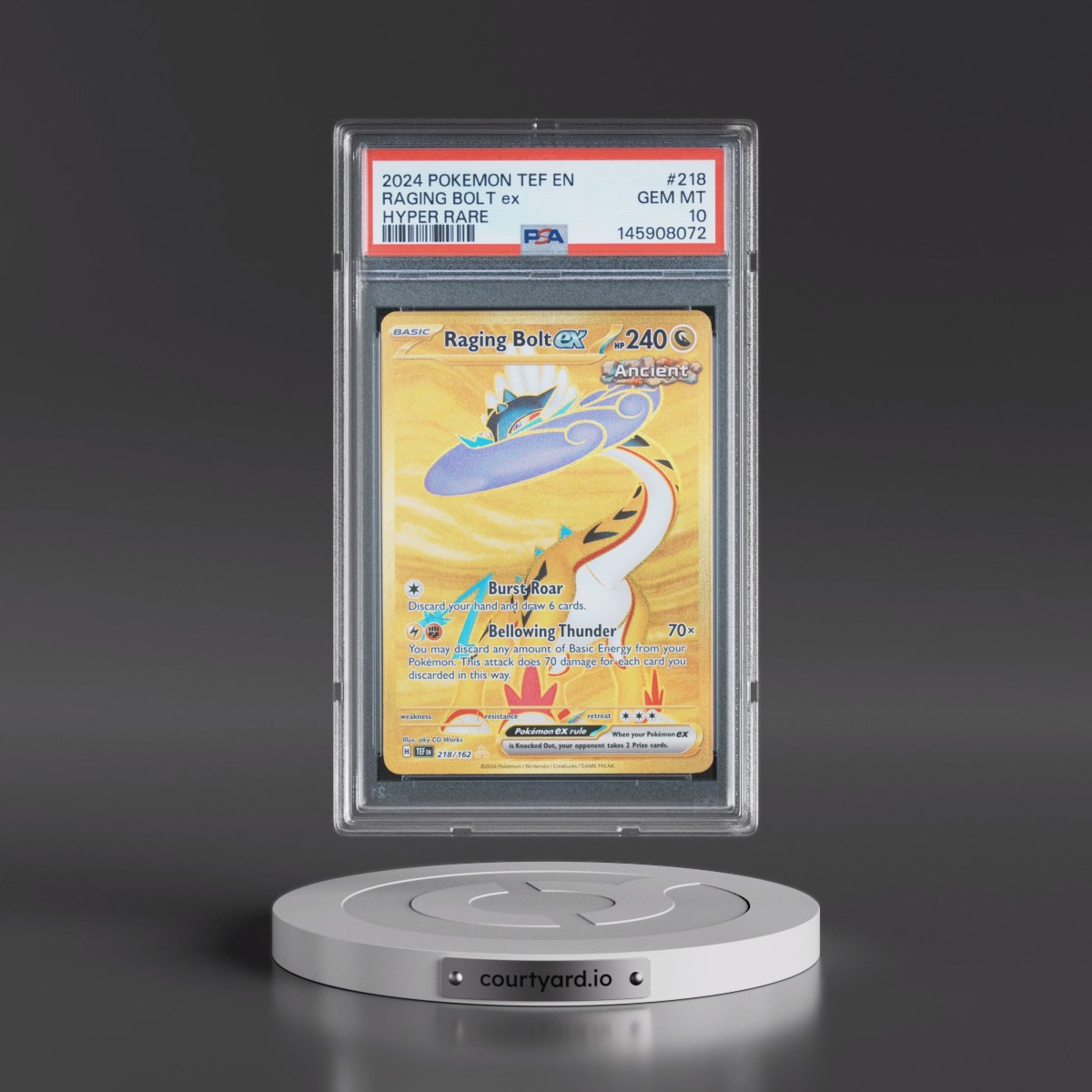 2024 Pokémon Tef EN-Temporal Forces #218 Raging Bolt EX - Holo Hyper Rare (PSA 10 GEM MINT)