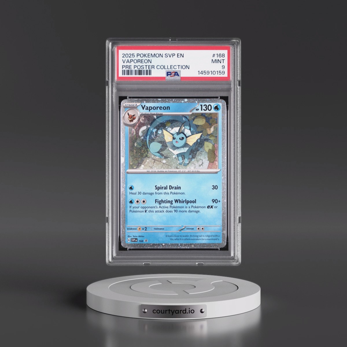 2025 Pokémon Svp EN-SV Black Star Promo #168 Vaporeon - Prismatic Evolutions Poster Collection (PSA 9 MINT)
