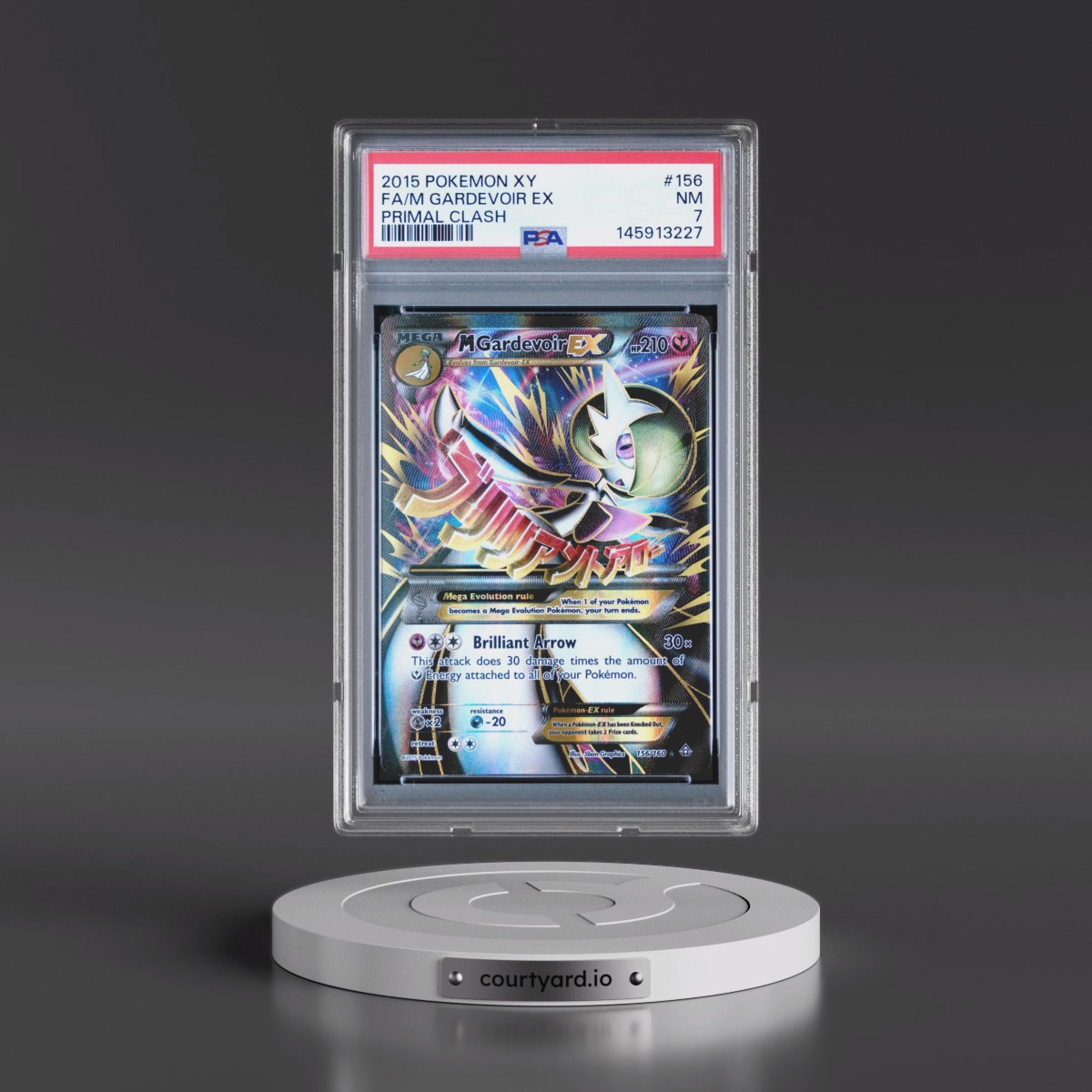 2015 Pokémon XY Primal Clash #156 M Gardevoir EX - Holo Full Art (PSA 7 NM)