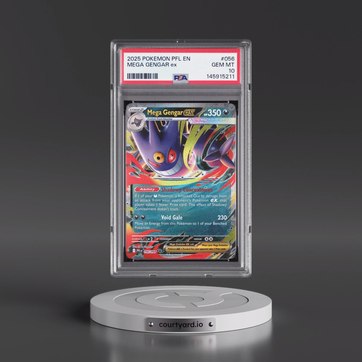 2025 Pokémon Pfl EN-Phantasmal Flames #056 Mega Gengar EX - Holo (PSA 10 GEM MINT)
