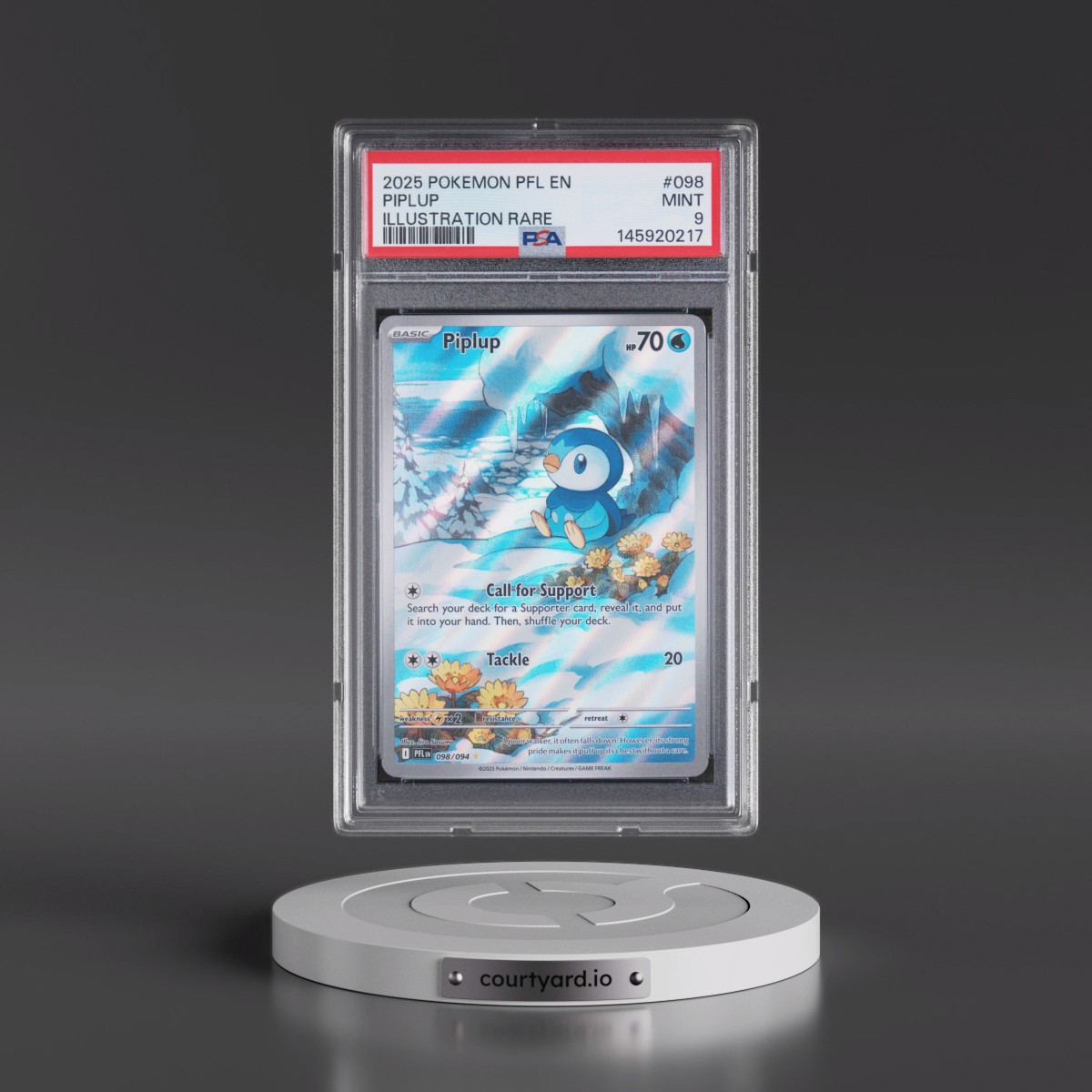 2025 Pokémon Pfl EN-Phantasmal Flames #098 Piplup - Illustration Rare (PSA 9 MINT)