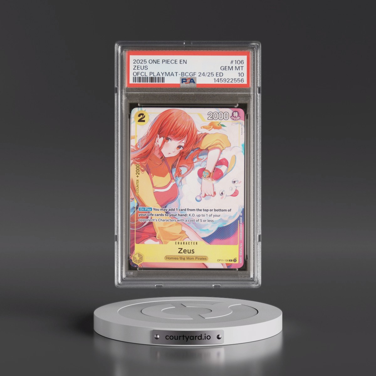 2025 One Piece Promos #106 Zeus - Official Playmat-Bandai Card Games Fest 24-25 Edition (PSA 10 GEM MINT)