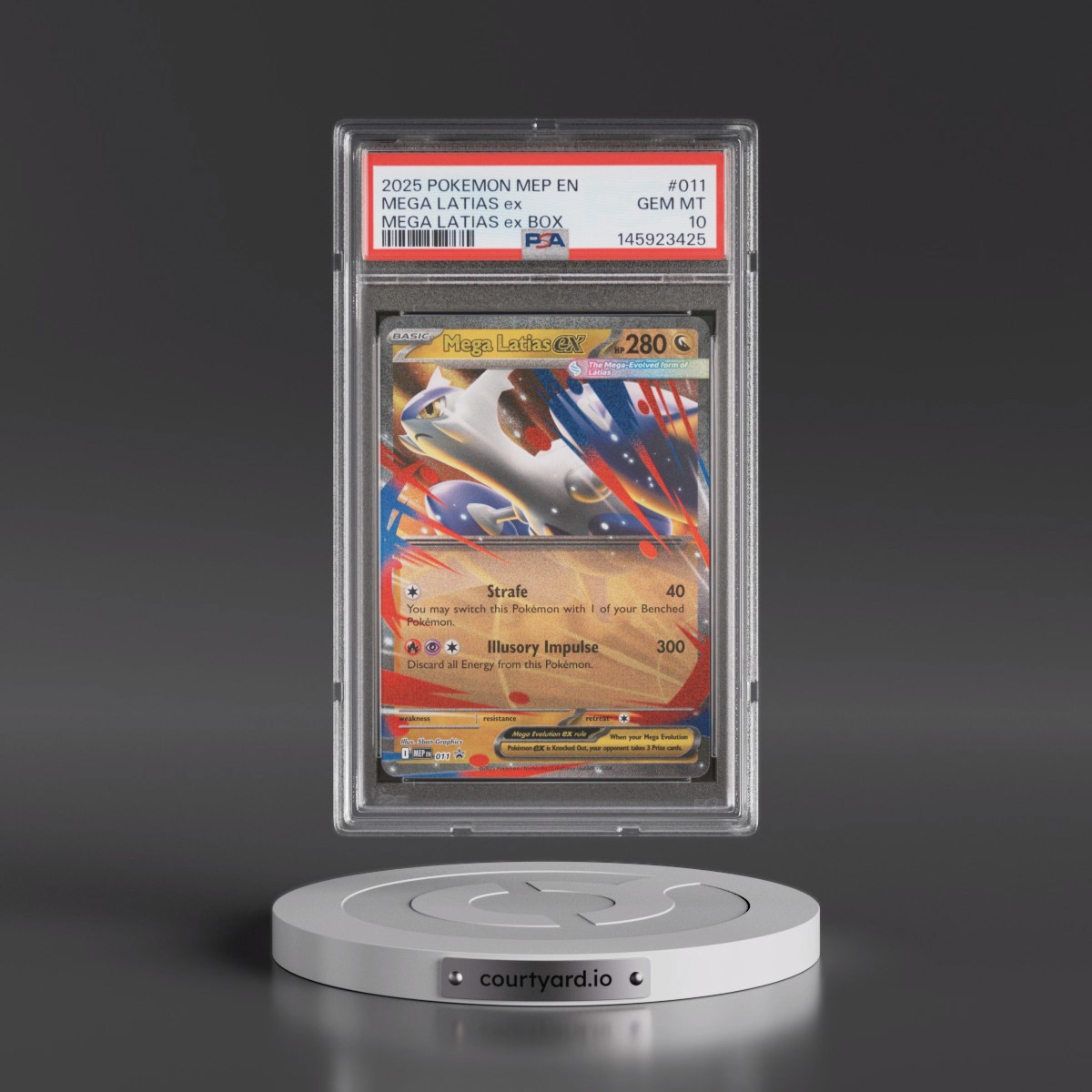 2025 Pokémon Mep EN-Me Black Star Promo #011 Mega Latias EX - Holo Mega Latias EX Box (PSA 10 GEM MINT)