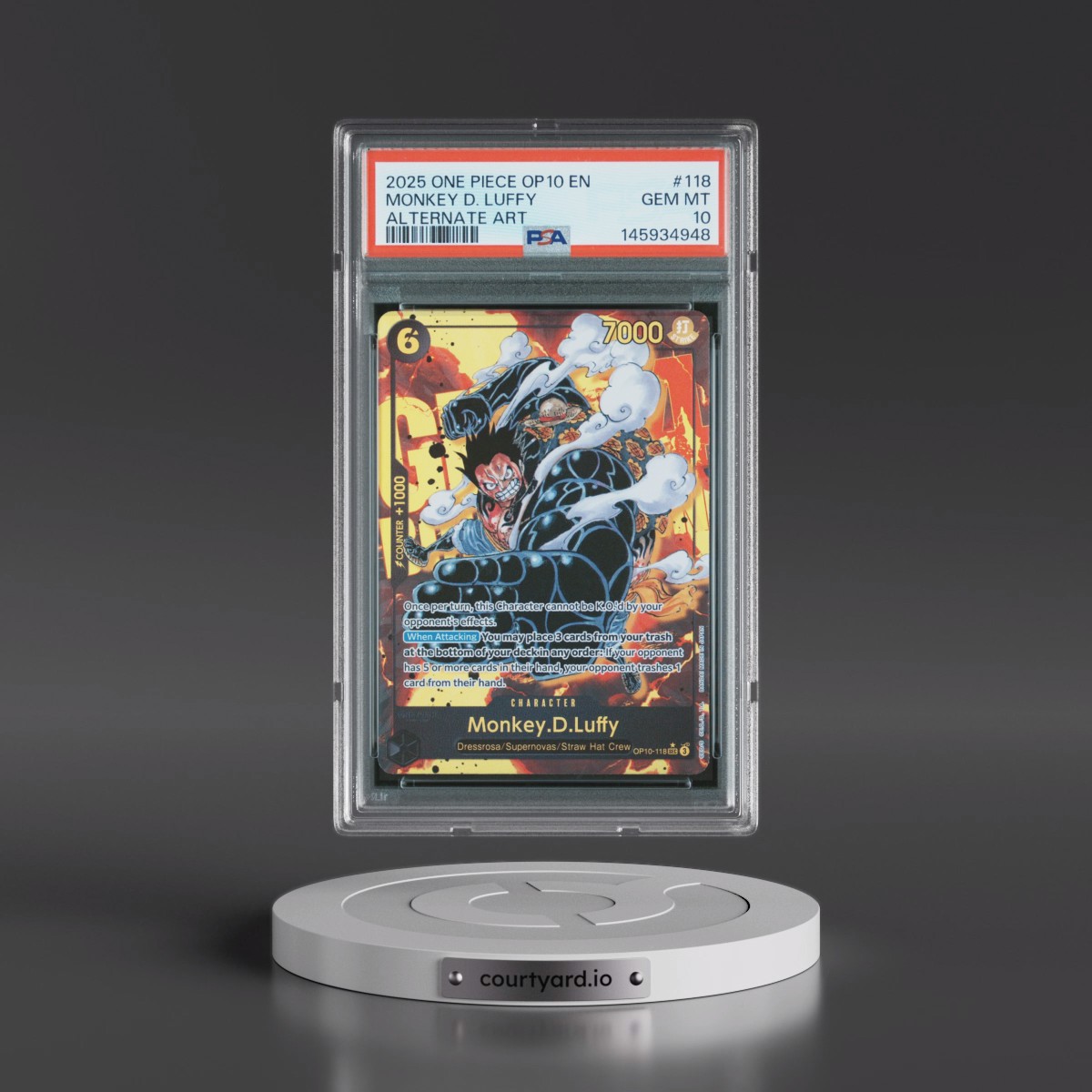 2025 One Piece OP10-Royal Blood #118 Monkey D. Luffy - Alternate Art (PSA 10 GEM MINT)
