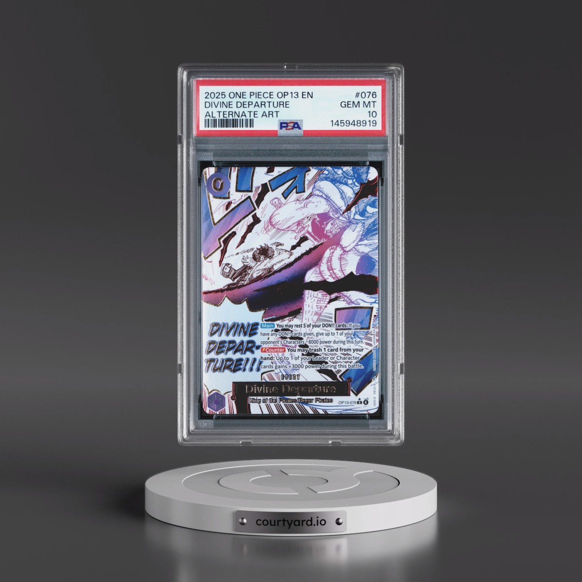 2025 One Piece OP13-Carrying on His Will Divine Departure - Alternate Art #076 PSA 10