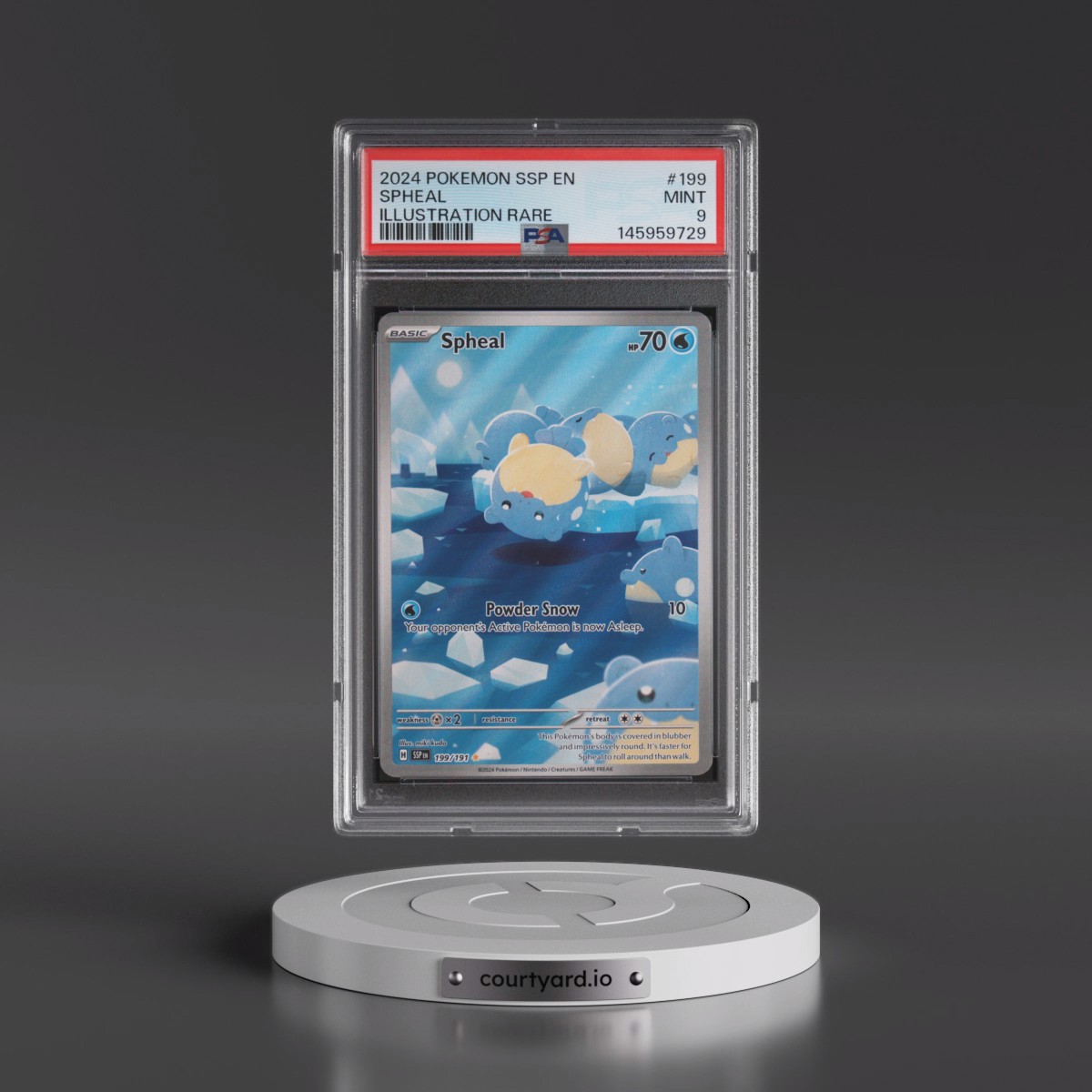 2024 Pokémon Ssp EN-Surging Sparks #199 Spheal - Illustration Rare (PSA 9 MINT)
