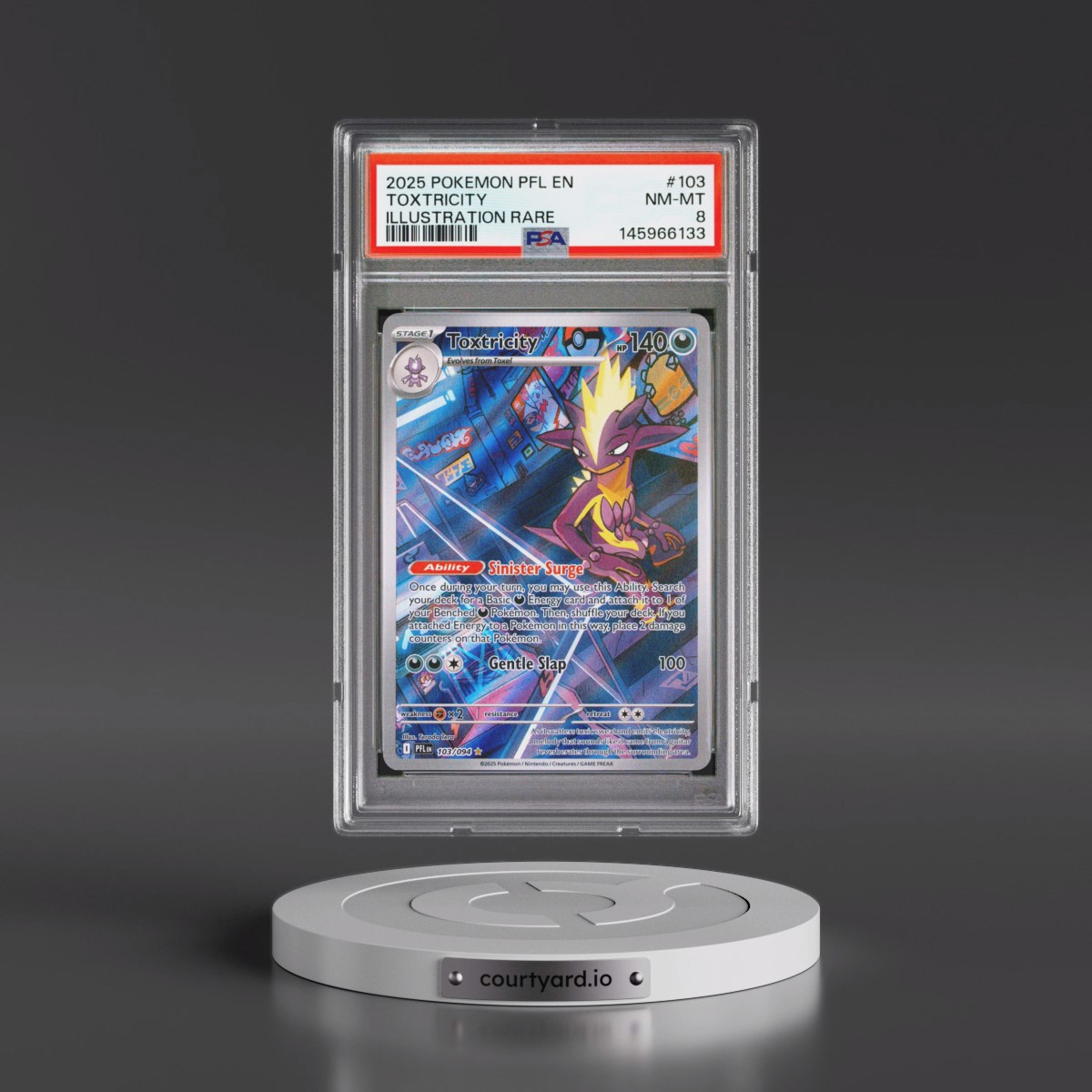 2025 Pokémon Pfl EN-Phantasmal Flames #103 Toxtricity - Illustration Rare (PSA 8 NM-MT)