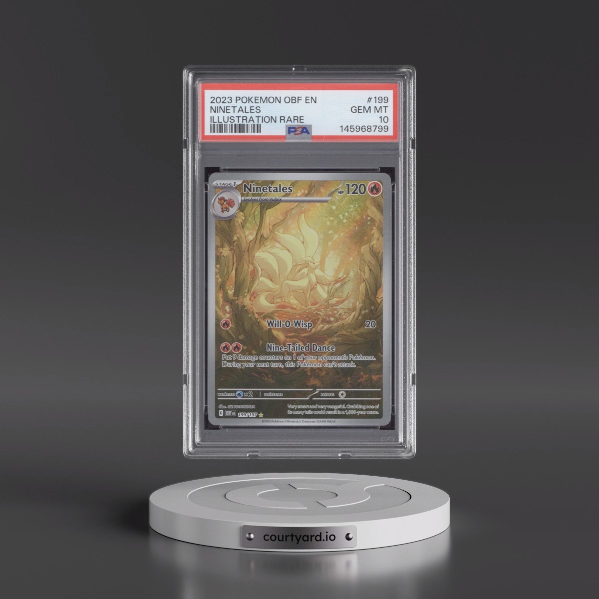 2023 Pokémon Obf EN-Obsidian Flames #199 Ninetales - Illustration Rare (PSA 10 GEM MINT) - Photo