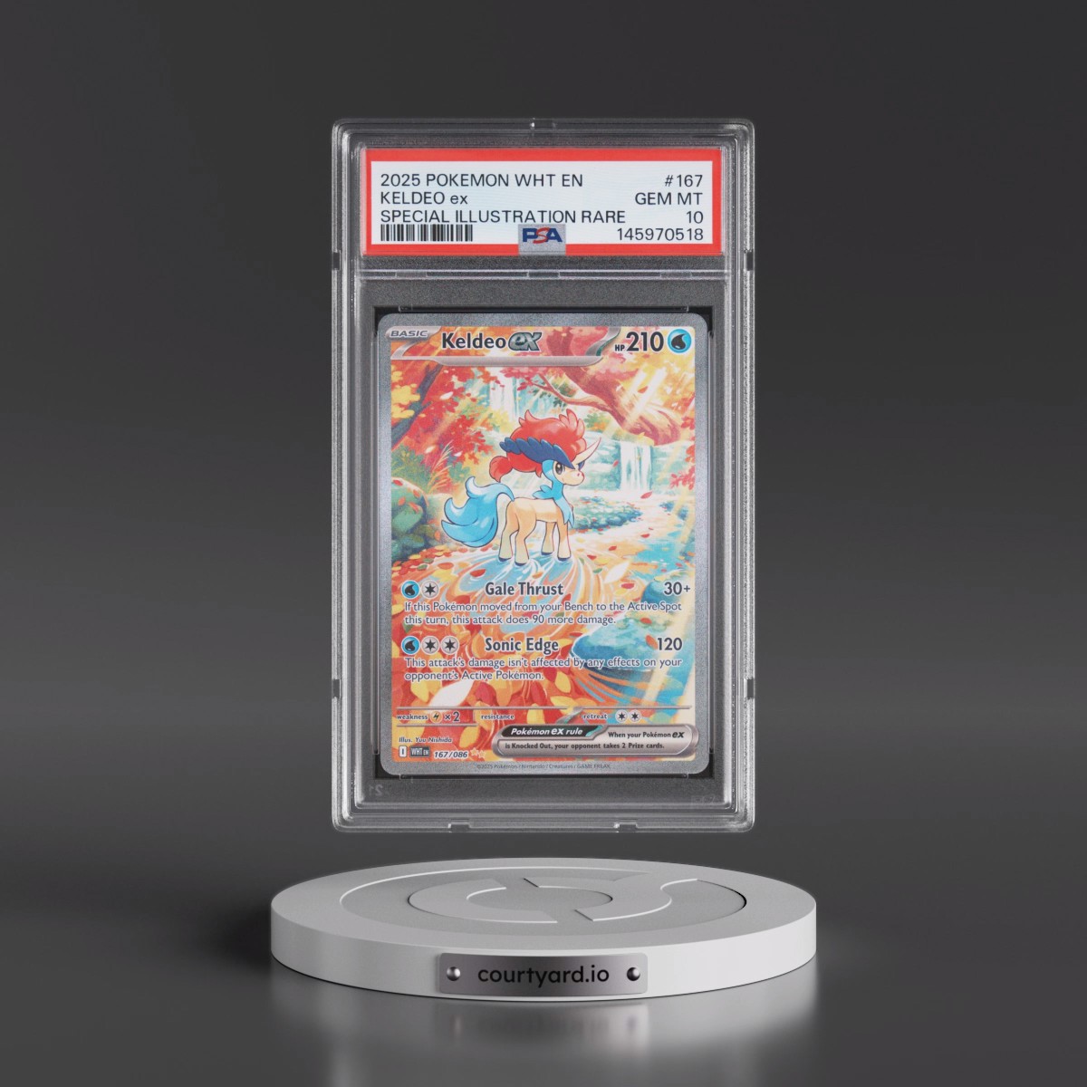 2025 Pokémon Wht EN-White Flare #167 Keldeo EX - Holo Special Illustration Rare (PSA 10 GEM MINT)