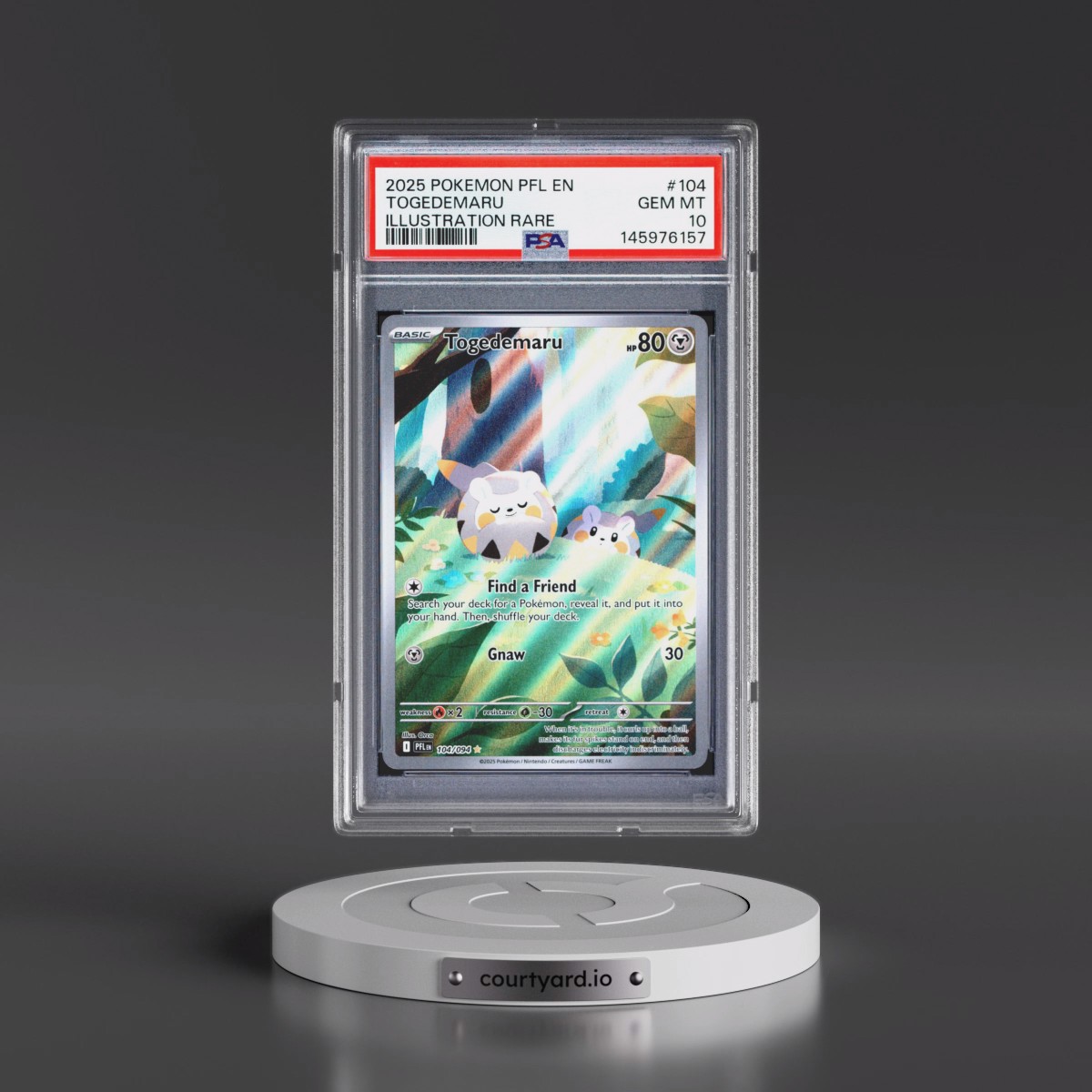 2025 Pokémon Pfl EN-Phantasmal Flames #104 Togedemaru - Illustration Rare (PSA 10 GEM MINT)