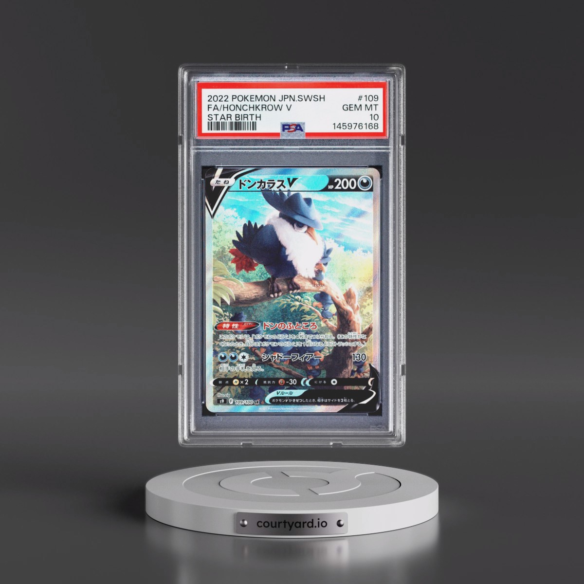 2022 Pokémon Sword & Shield Star Birth #109 Honchkrow V - Holo Full Art (PSA 10 GEM MINT)