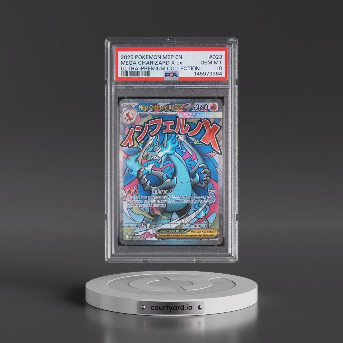 2025 Pokémon Mep EN-Me Black Star Promo #023 Mega Charizard X EX - Holo Mega Charizard X EX Ultra-Premium Collection (PSA 10 GEM MINT)