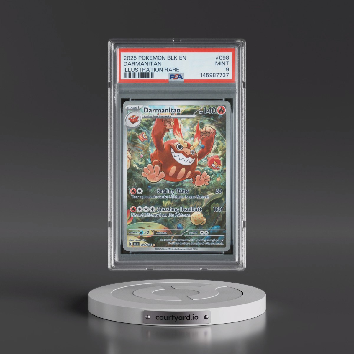 2025 Pokémon Blk EN-Black Bolt #098 Darmanitan - Illustration Rare (PSA 9 MINT)