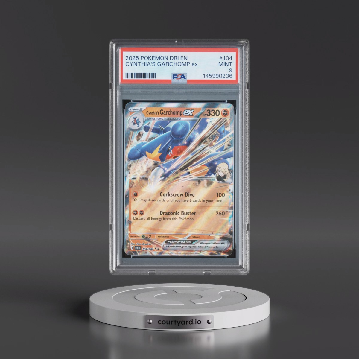 2025 Pokémon Dri EN-Destined Rivals #104 Cynthia's Garchomp EX - Holo (PSA 9 MINT)