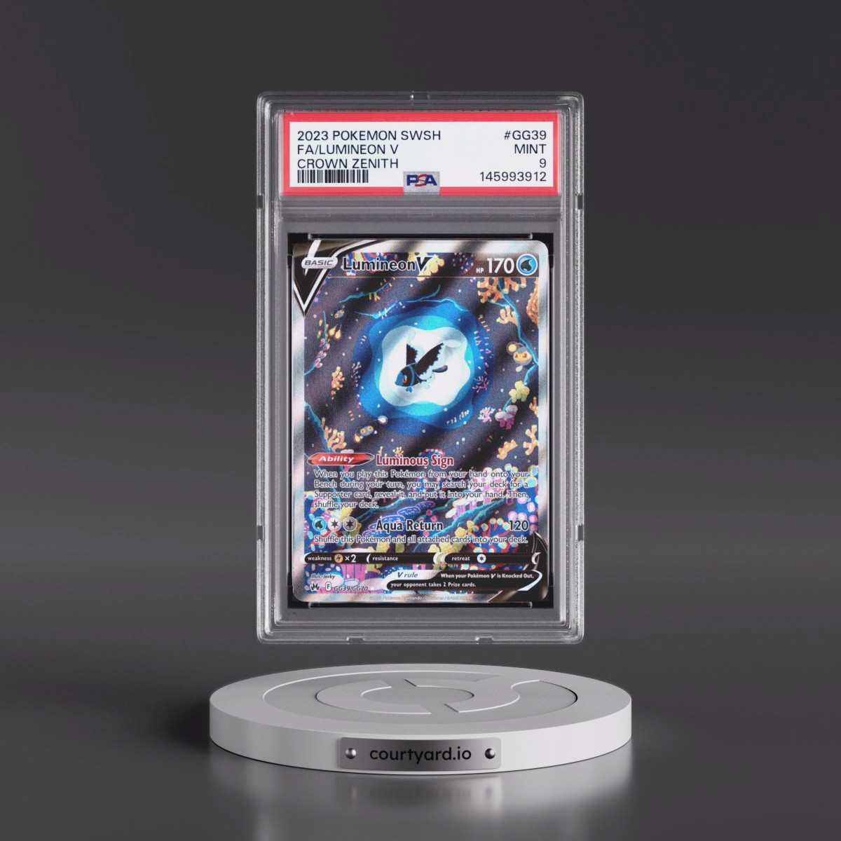 2023 Pokémon Sword and Shield Crown Zenith #GG39 Lumineon V - Holo Full Art (PSA 9 MINT)