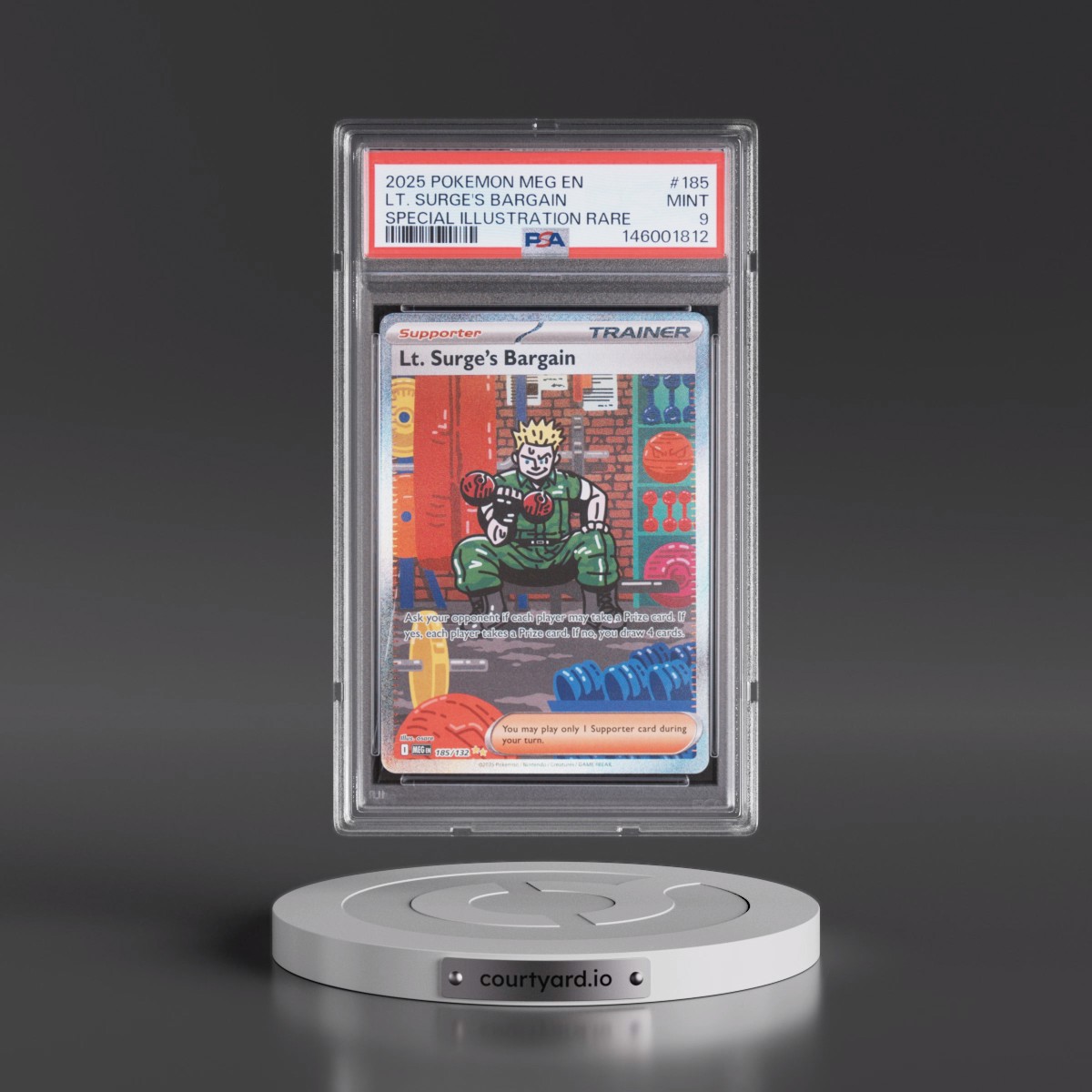 2025 Pokémon Meg EN-Mega Evolution #185 LT. Surge's Bargain - Special Illustration Rare (PSA 9 MINT)