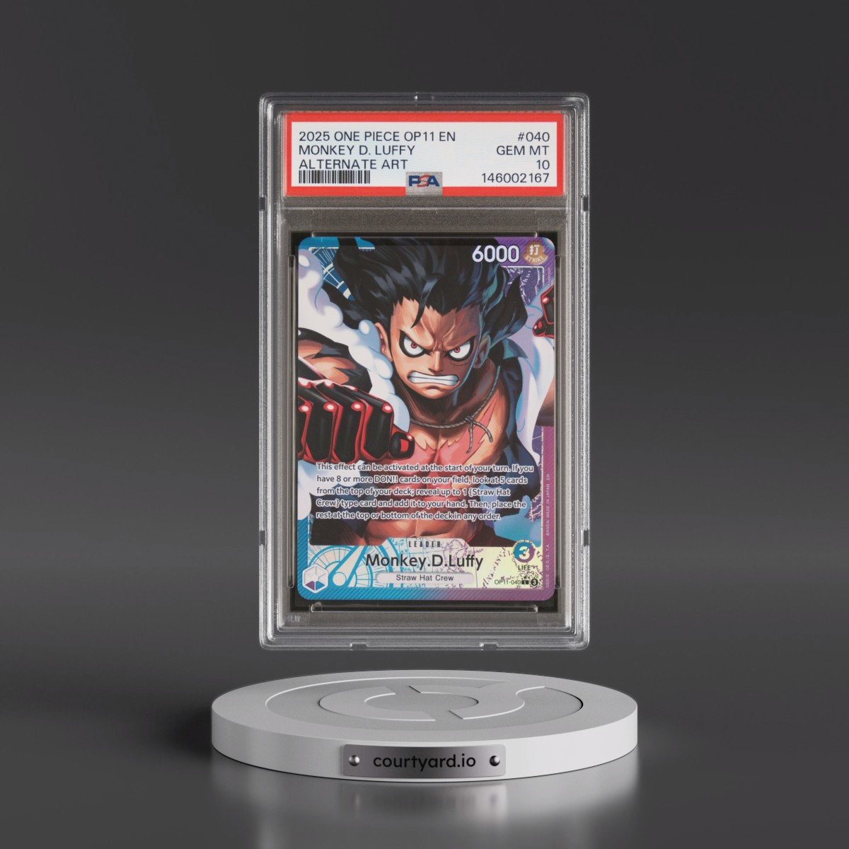 2025 One Piece OP11-A Fist of Divine Speed #040 Monkey D. Luffy - Alternate Art (PSA 10 GEM MINT)