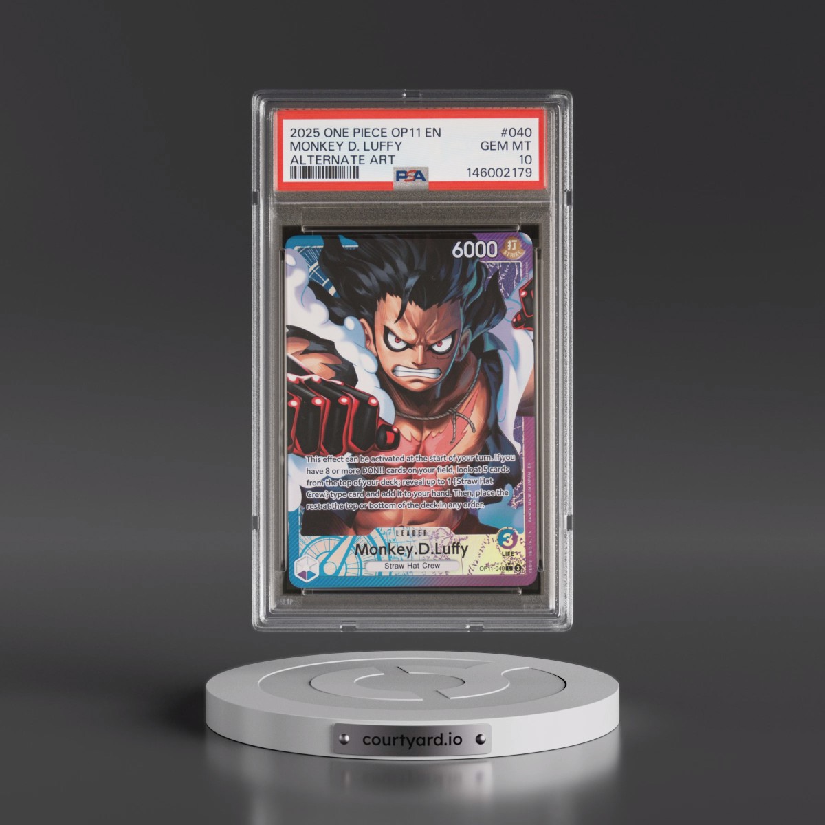 2025 One Piece OP11-A Fist of Divine Speed #040 Monkey D. Luffy - Alternate Art (PSA 10 GEM MINT)