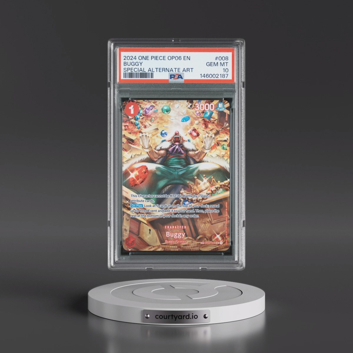 2024 One Piece OP06-Wings of the Captain #008 Buggy - Special Alternate Art (PSA 10 GEM MINT)