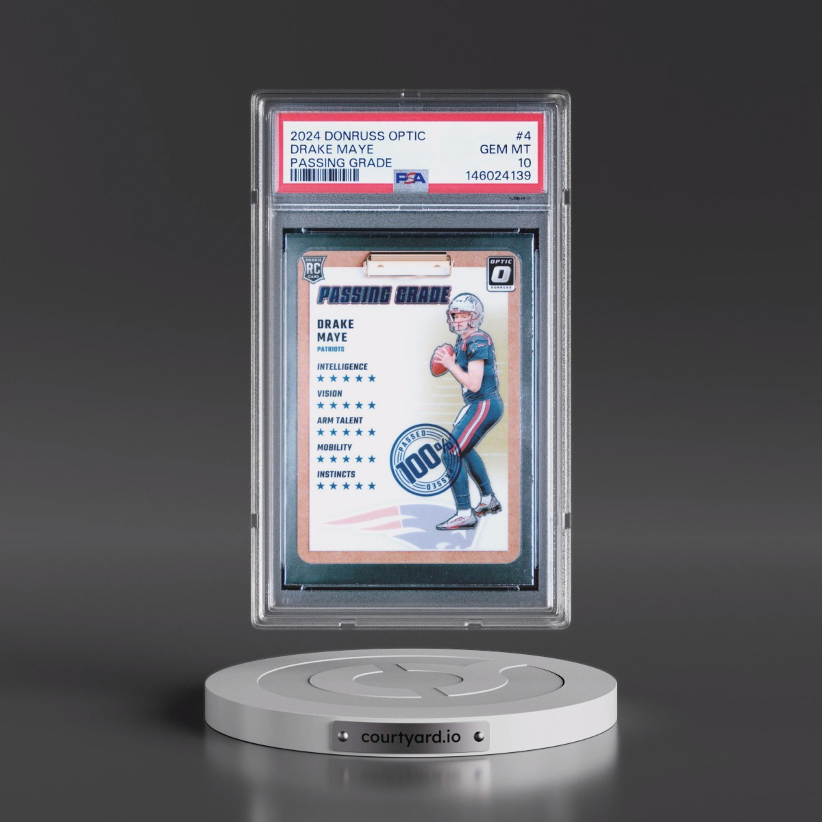 2024 Panini Donruss Optic Passing Grade #4 Drake Maye (PSA 10 GEM MINT)