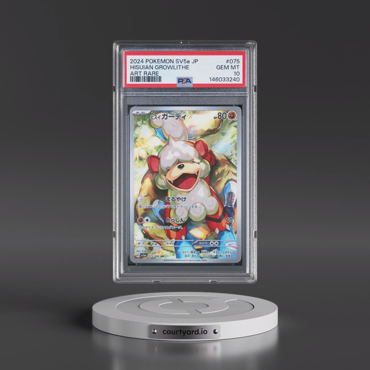 2024 Pokémon Sv5a-Crimson Haze #075 Hisuian Growlithe - Art Rare (PSA 10 GEM MINT)