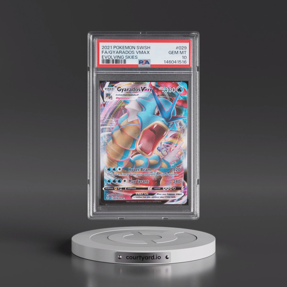 2021 Pokémon Sword & Shield Evolving Skies #029 Gyarados Vmax - Full Art (PSA 10 GEM MINT)