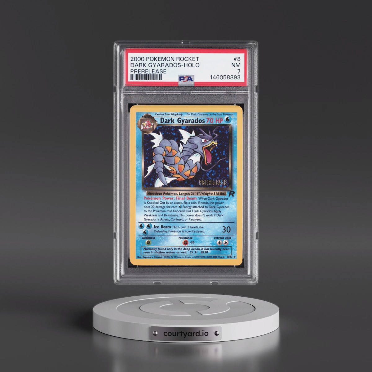 2000 Pokémon Rocket #8 Dark Gyarados - Holo Prerelease (PSA 7 NM)