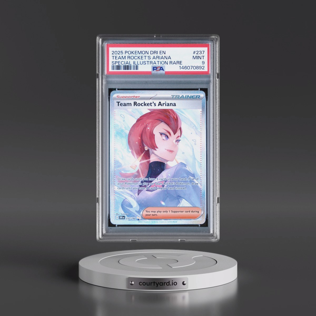 2025 Pokémon Dri EN-Destined Rivals #237 Team Rocket's Ariana - Special Illustration Rare (PSA 9 MINT)