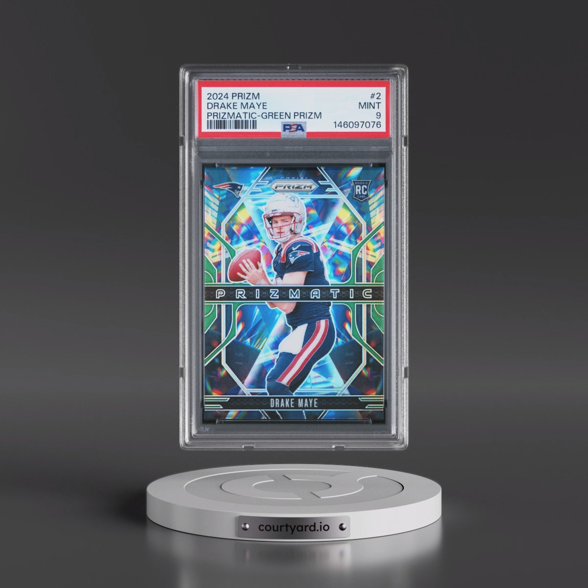 2024 Panini Prizm Prizmatic #2 Drake Maye - Green Prizm (PSA 9 MINT)