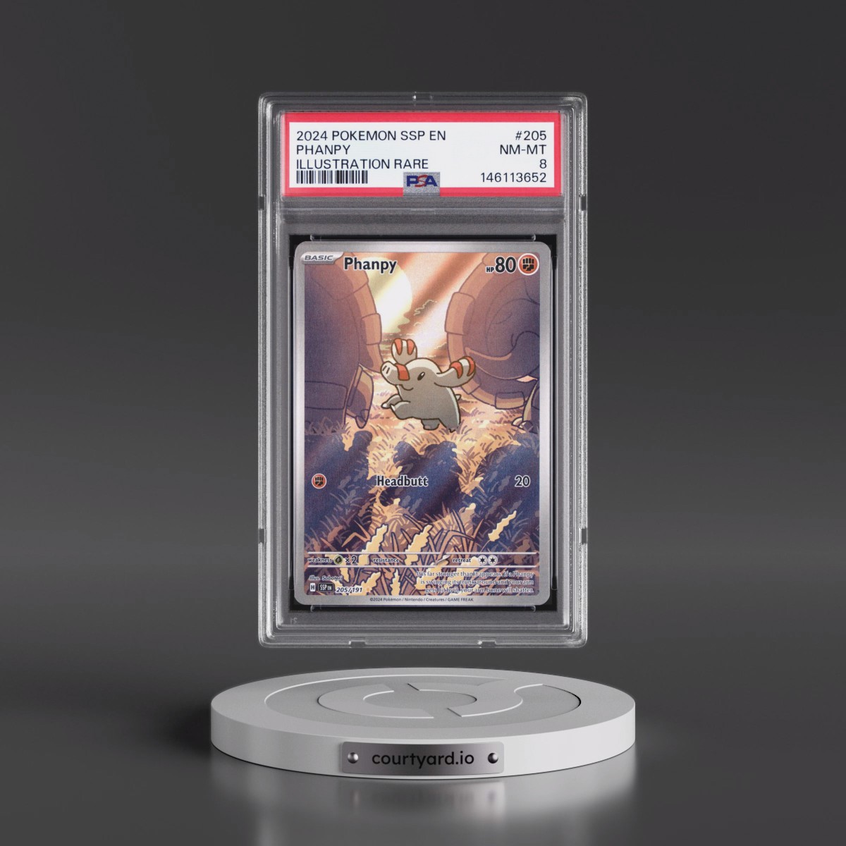 2024 Pokémon Ssp EN-Surging Sparks #205 Phanpy - Illustration Rare (PSA 8 NM-MT)