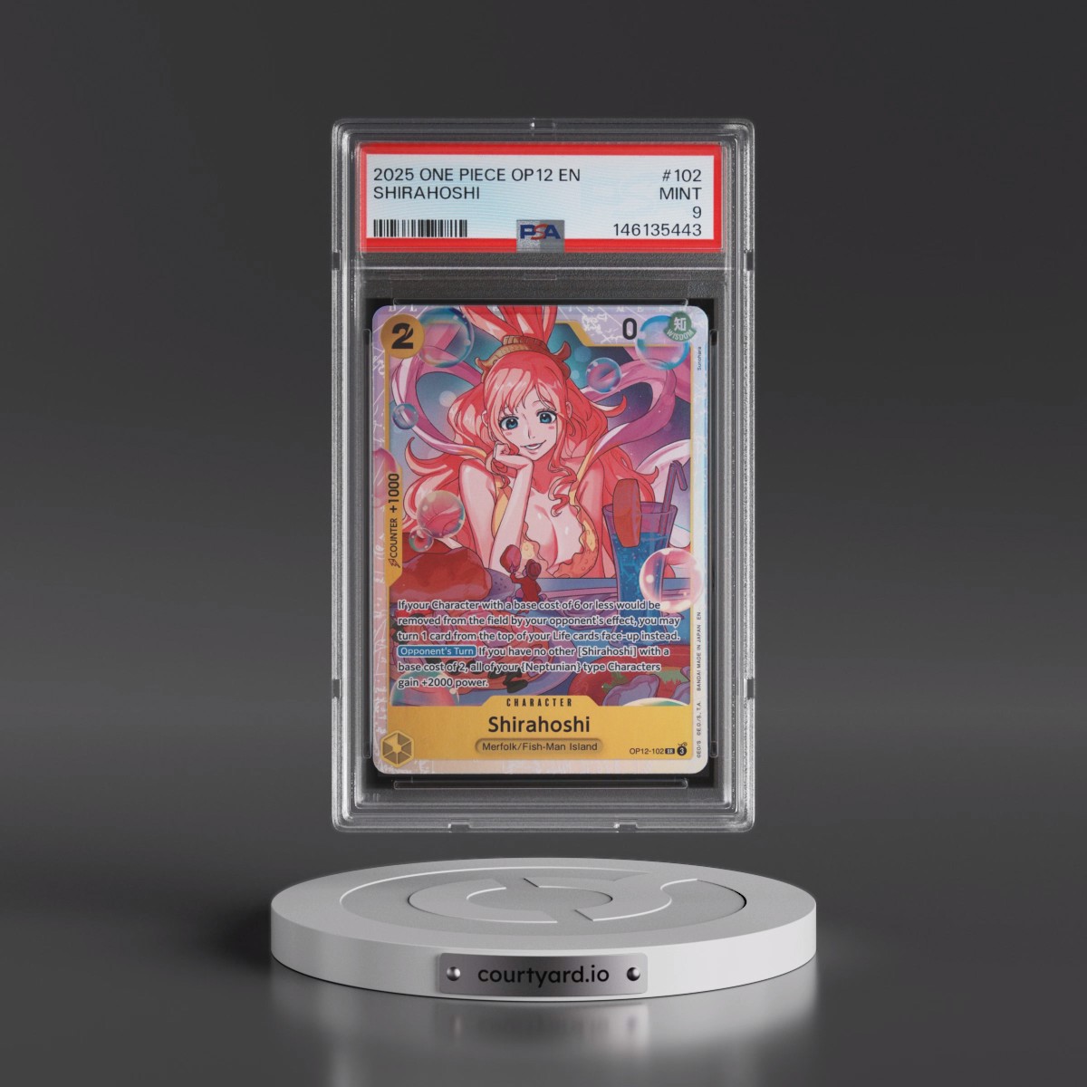2025 One Piece OP12-Legacy of the Master #102 Shirahoshi (PSA 9 MINT)