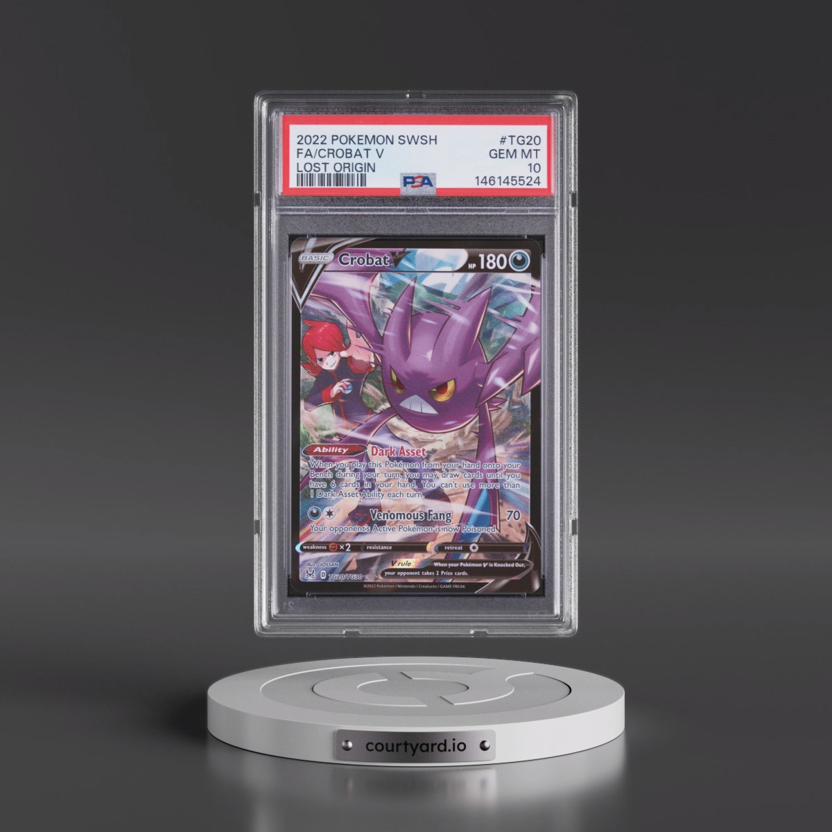2022 Pokémon Sword & Shield Lost Origin #TG20 Crobat V - Holo Full Art (PSA 10 GEM MINT)