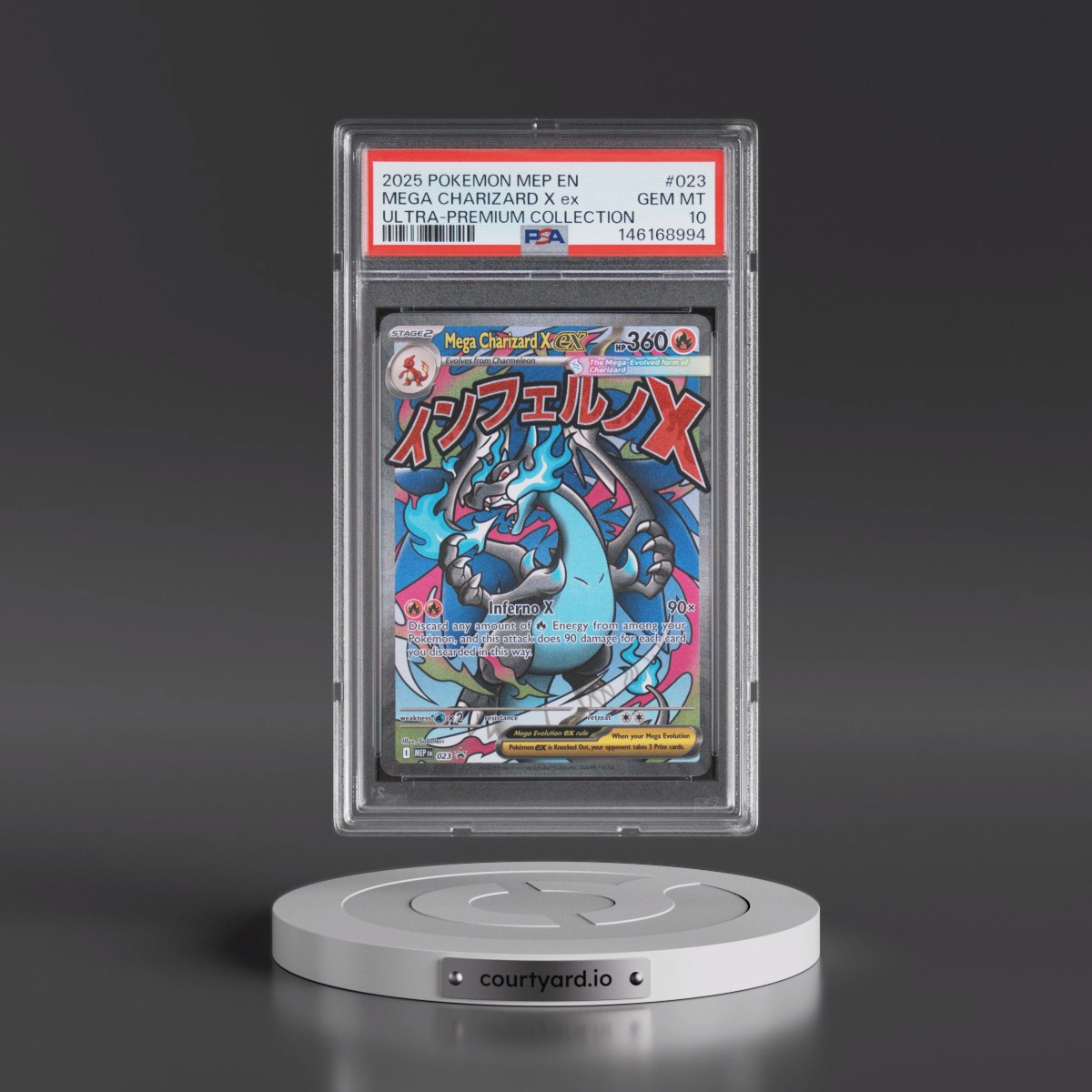 2025 Pokémon Mep EN-Me Black Star Promo #023 Mega Charizard X EX - Holo Mega Charizard X EX Ultra-Premium Collection (PSA 10 GEM MINT)