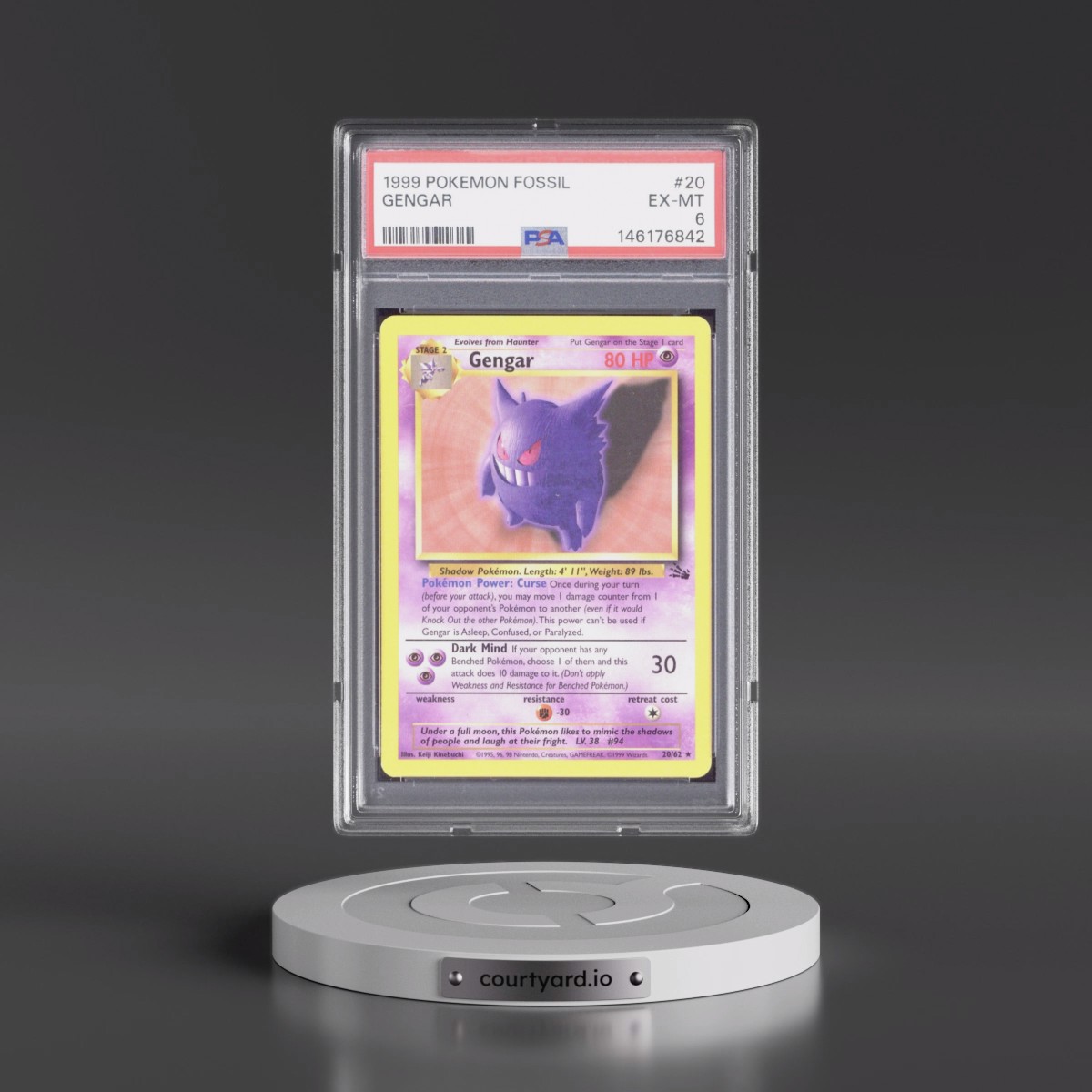 1999 Pokémon Fossil #20 Gengar (PSA 6 EX-MT)