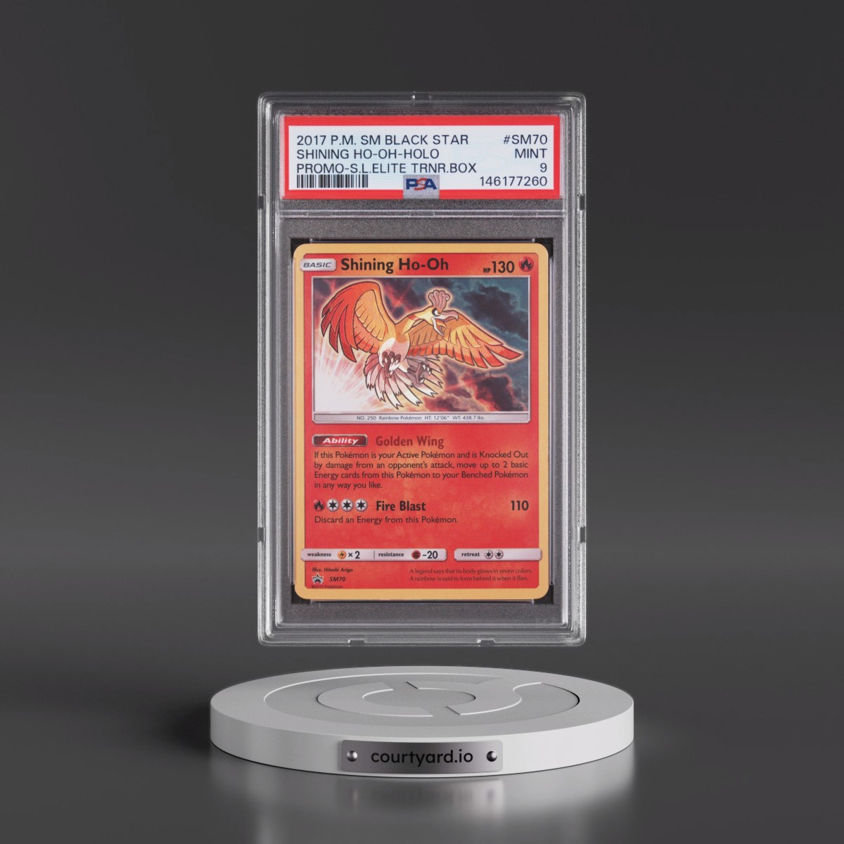 2017 Pokémon SM Black Star Promo #SM70 Shining HO-Oh - Holo Holo Shining Legends Elite Trainer Box (PSA 9 MINT)