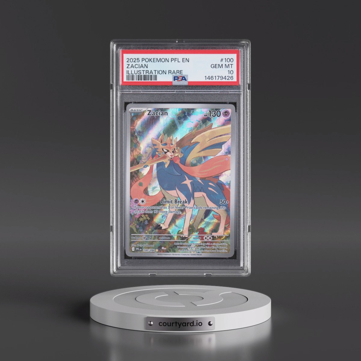 2025 Pokémon Pfl EN-Phantasmal Flames #100 Zacian - Illustration Rare (PSA 10 GEM MINT)